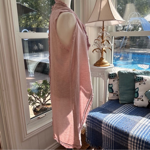 Angela Mara Pale Pink Rag Style Distressed Open Cardigan Size Medium - Picture 4 of 15